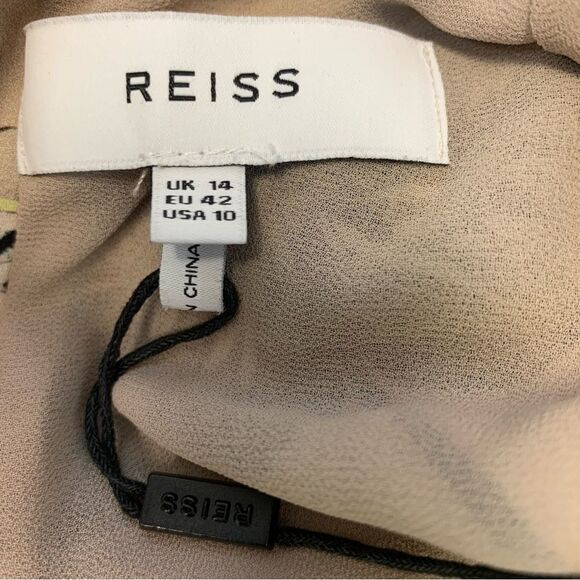 Reiss Gail Butterfly-Print high neck tie Romper beige multicoloured Sz 10 NWOT - Picture 11 of 16